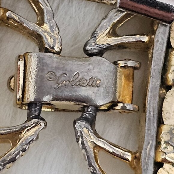 Goldette Vintage Gold Tone Mesh Link Retro Signed Bracelet - Picture 5 of 6